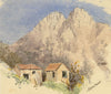 F. Paterson, Menton Cliffs, Cote d'Azur, French Riviera – 1900 watercolour