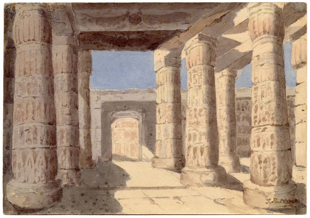 F. Paterson, Temple of Seti, Abydos, Egypt – Original 1905 watercolour painting