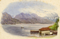 F. Paterson, Lake Como Looking towards Menaggio, Italy – 1900 watercolour