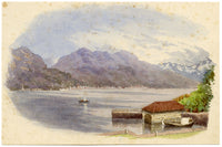 F. Paterson, Lake Como Looking towards Menaggio, Italy – 1900 watercolour