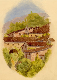 F. Paterson, Hermitage of Carceri, Assisi, Italy – 1902 watercolour painting