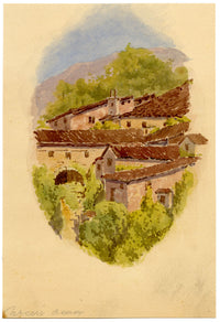 F. Paterson, Hermitage of Carceri, Assisi, Italy – 1902 watercolour painting
