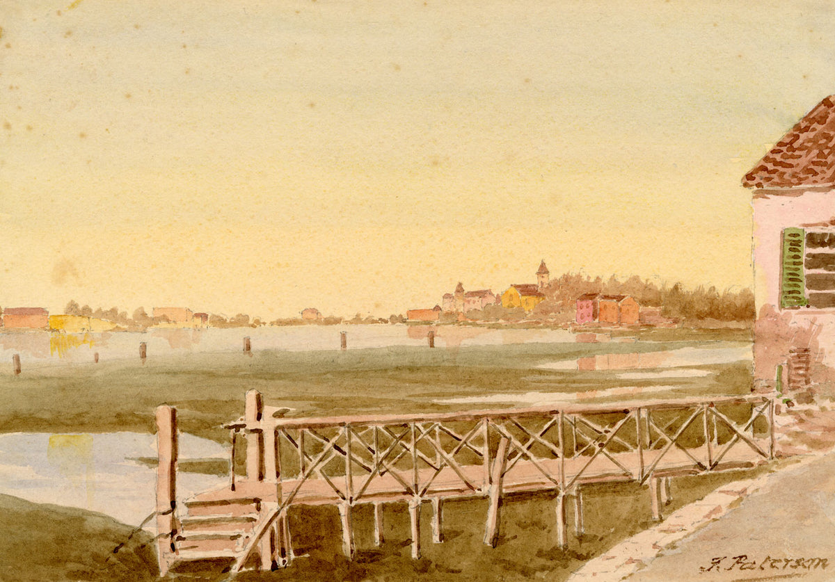 F. Paterson, Venice Lagoon from the Lido, Italy – 1900 watercolour painting