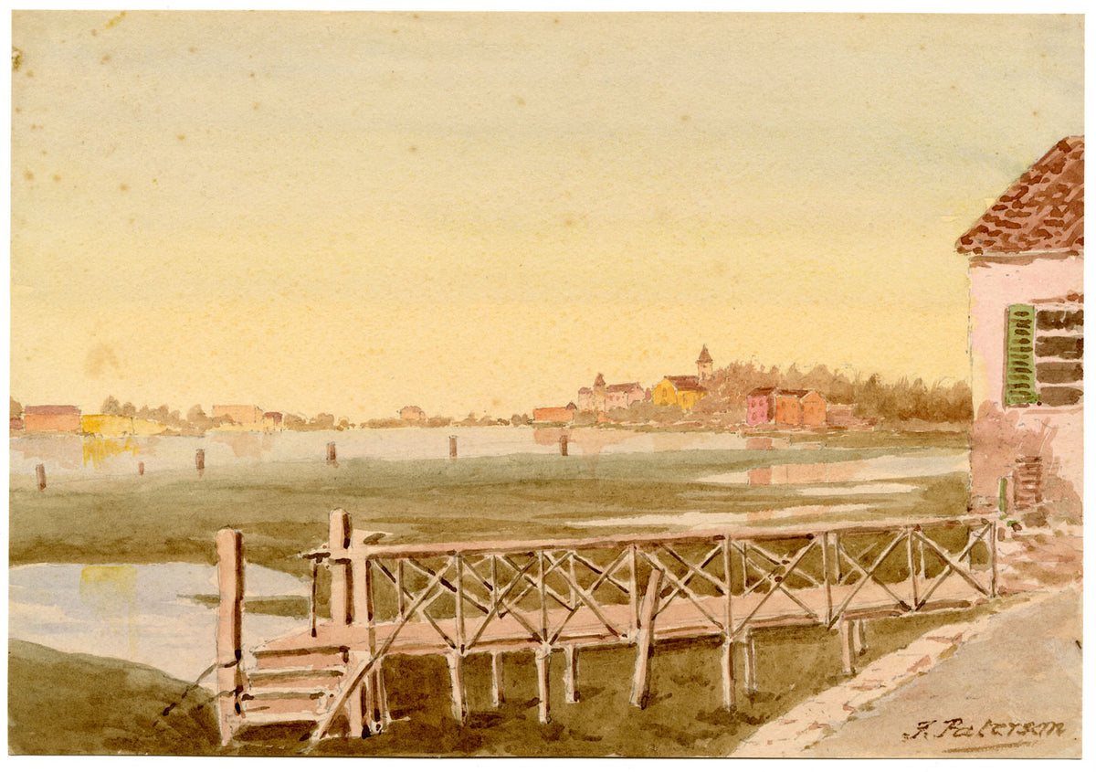 F. Paterson, Venice Lagoon from the Lido, Italy – 1900 watercolour painting
