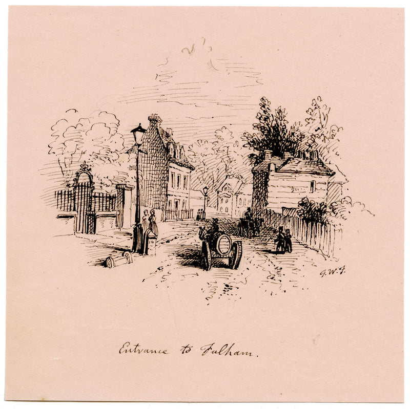F.W.F., Entrance to Fulham – Original early 19th-century pen & ink drawing