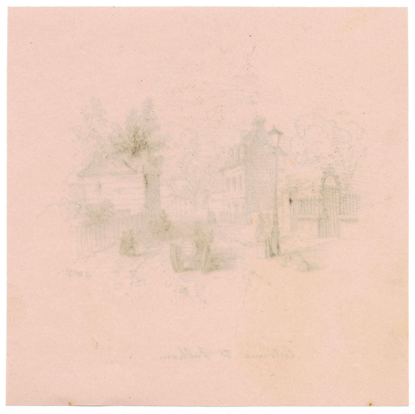 F.W.F., Entrance to Fulham – Original early 19th-century pen & ink drawing