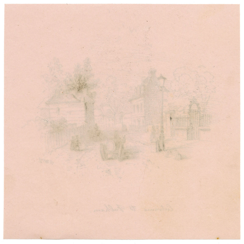 F.W.F., Entrance to Fulham – Original early 19th-century pen & ink drawing