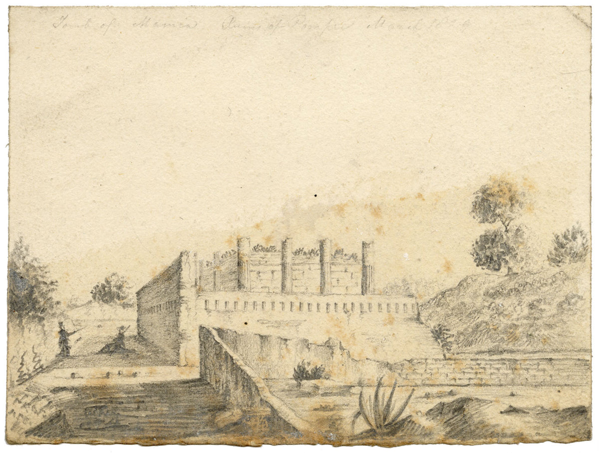 Alfred Swaine Taylor, Tomb of Mamia, Ruins of Pompeii – 1829 graphite drawing
