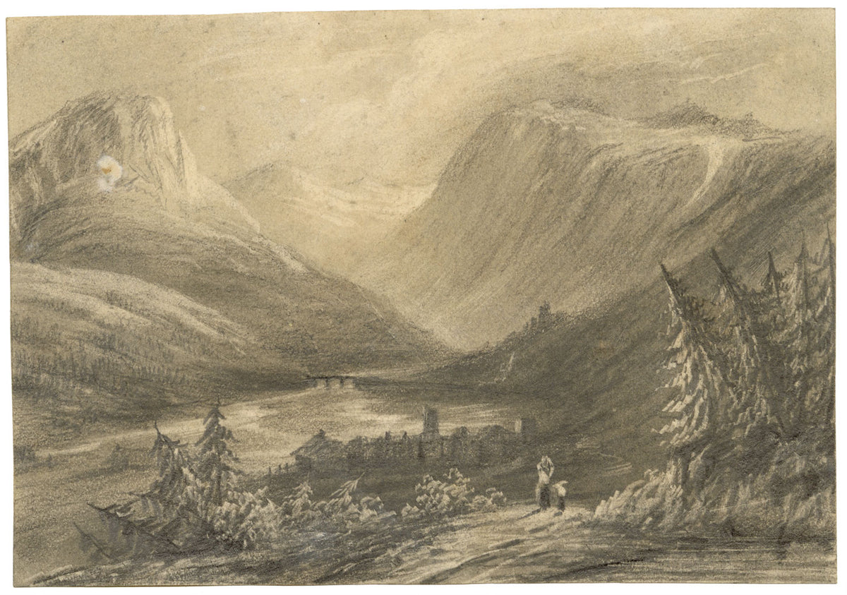 Alfred Swaine Taylor, Alpine Valley – Original c.1929 graphite drawing