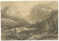 Alfred Swaine Taylor, Alpine Valley – Original c.1929 graphite drawing