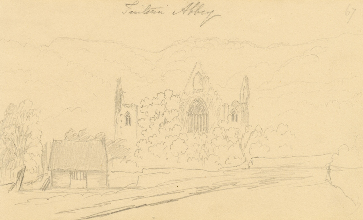 Alfred Swaine Taylor, Tintern Abbey, Wales – Original c.1833 graphite drawing