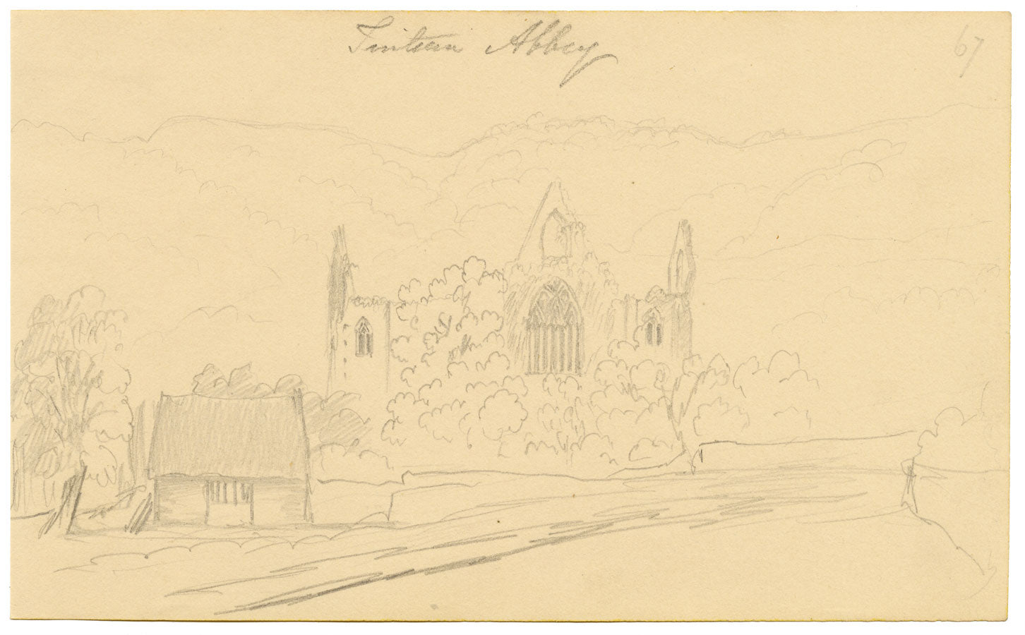 Alfred Swaine Taylor, Tintern Abbey, Wales – Original c.1833 graphite drawing