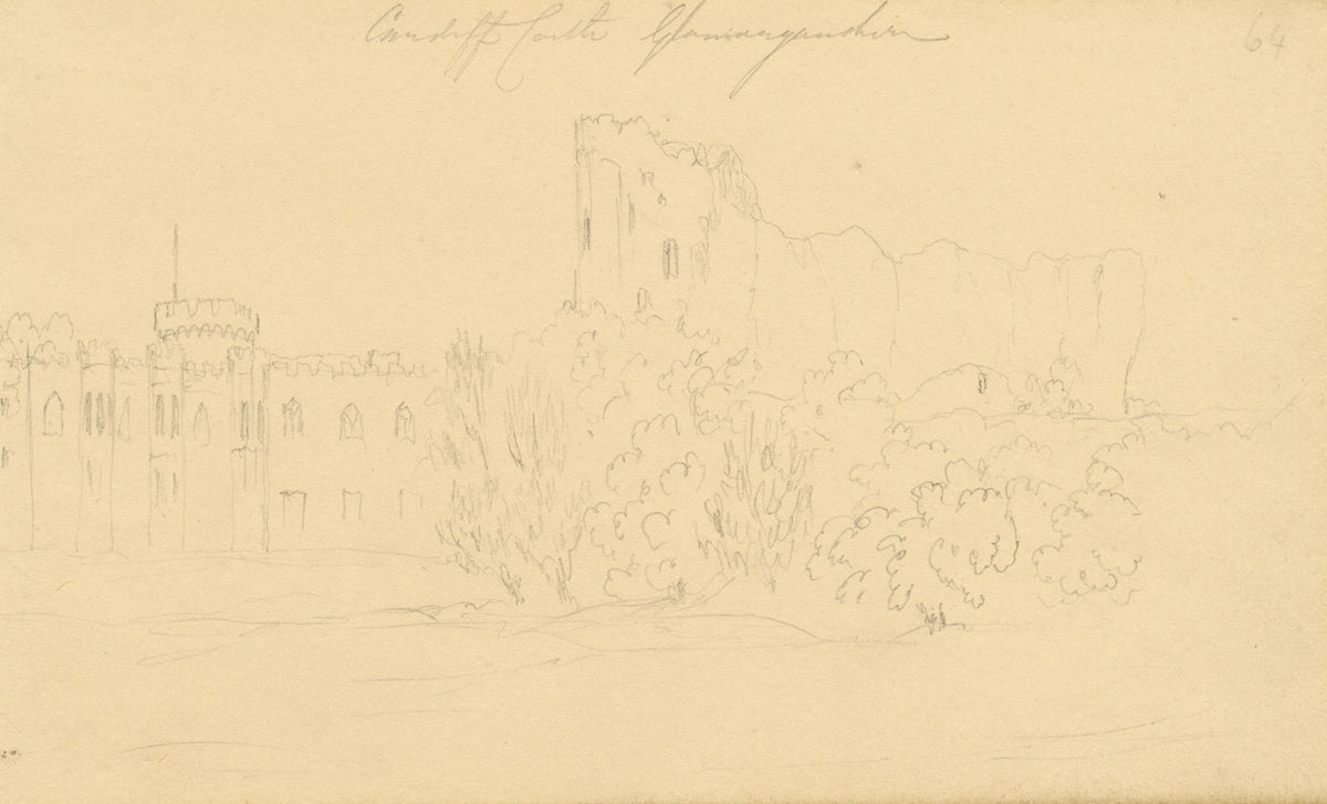 Alfred Swaine Taylor, Cardiff Castle, Wales – Original c.1833 graphite drawing