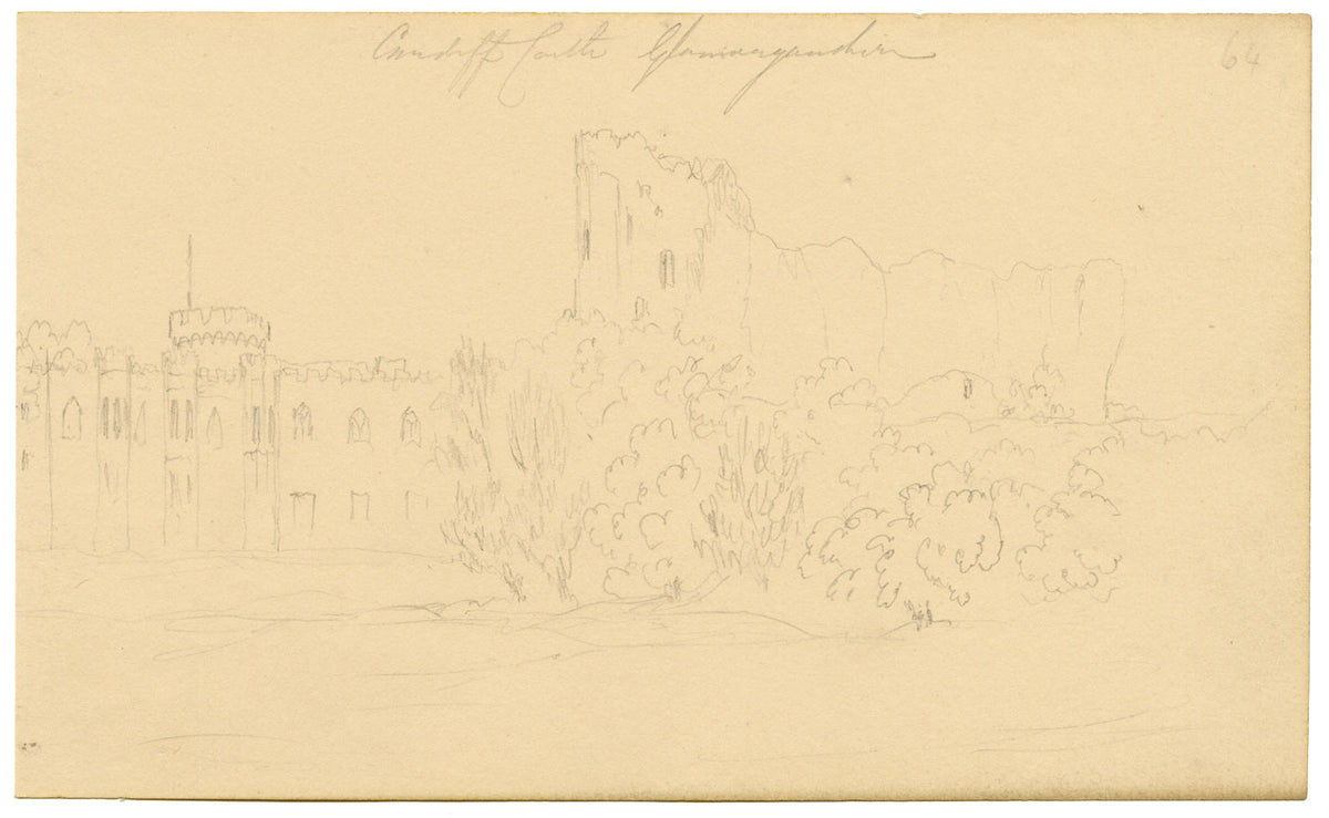 Alfred Swaine Taylor, Cardiff Castle, Wales – Original c.1833 graphite drawing