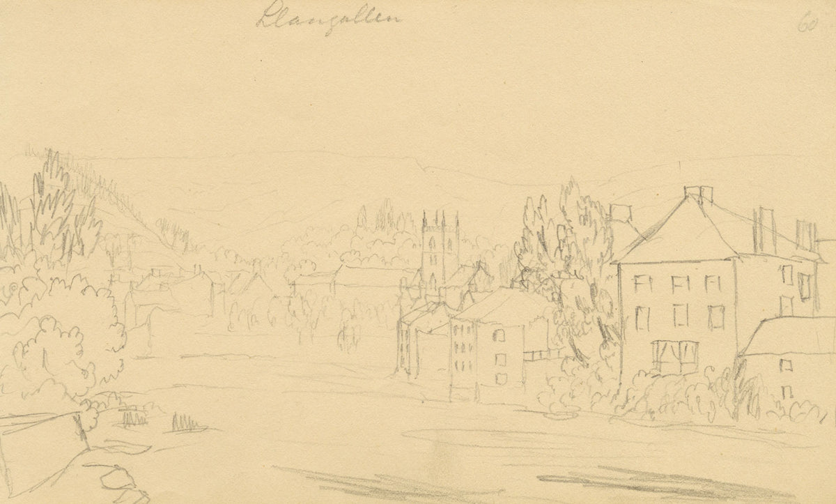 Alfred Swaine Taylor, Llangollen, Wales – Original c.1833 graphite drawing