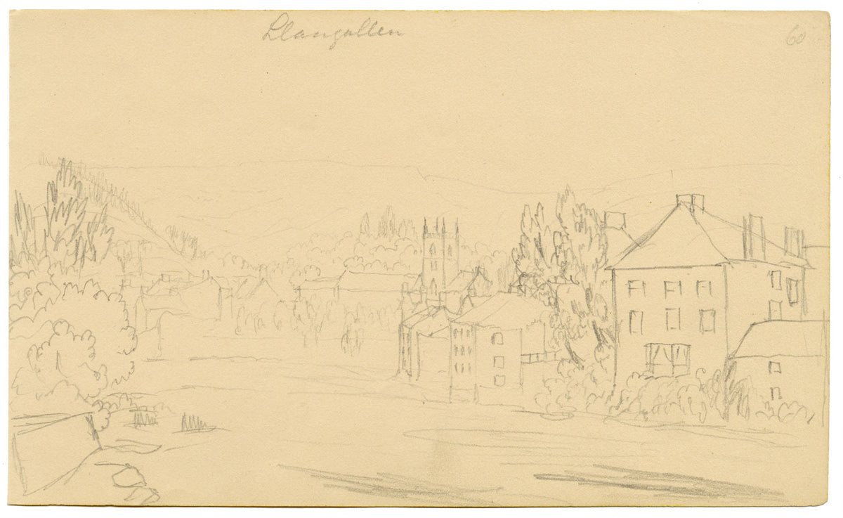 Alfred Swaine Taylor, Llangollen, Wales – Original c.1833 graphite drawing