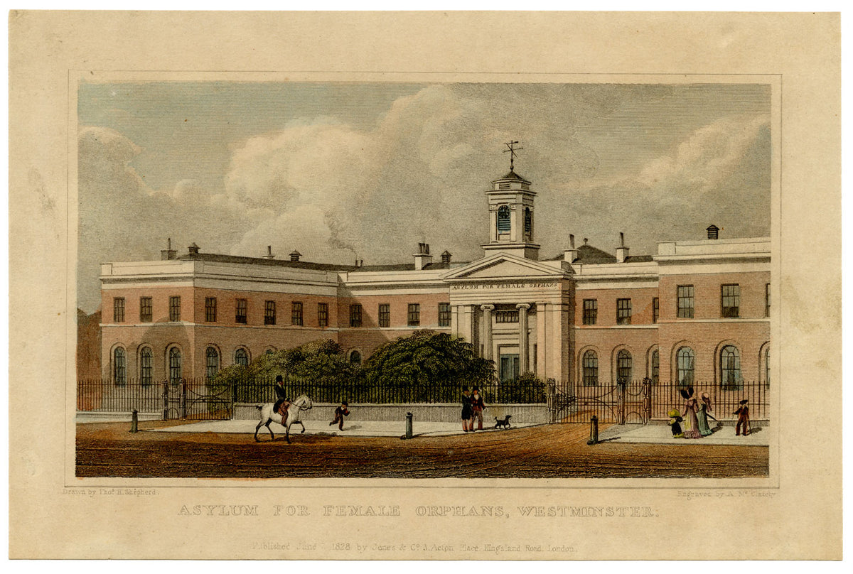 A. McClatchy, Asylum For Female Orphans, Westminster – 1828 engraving print