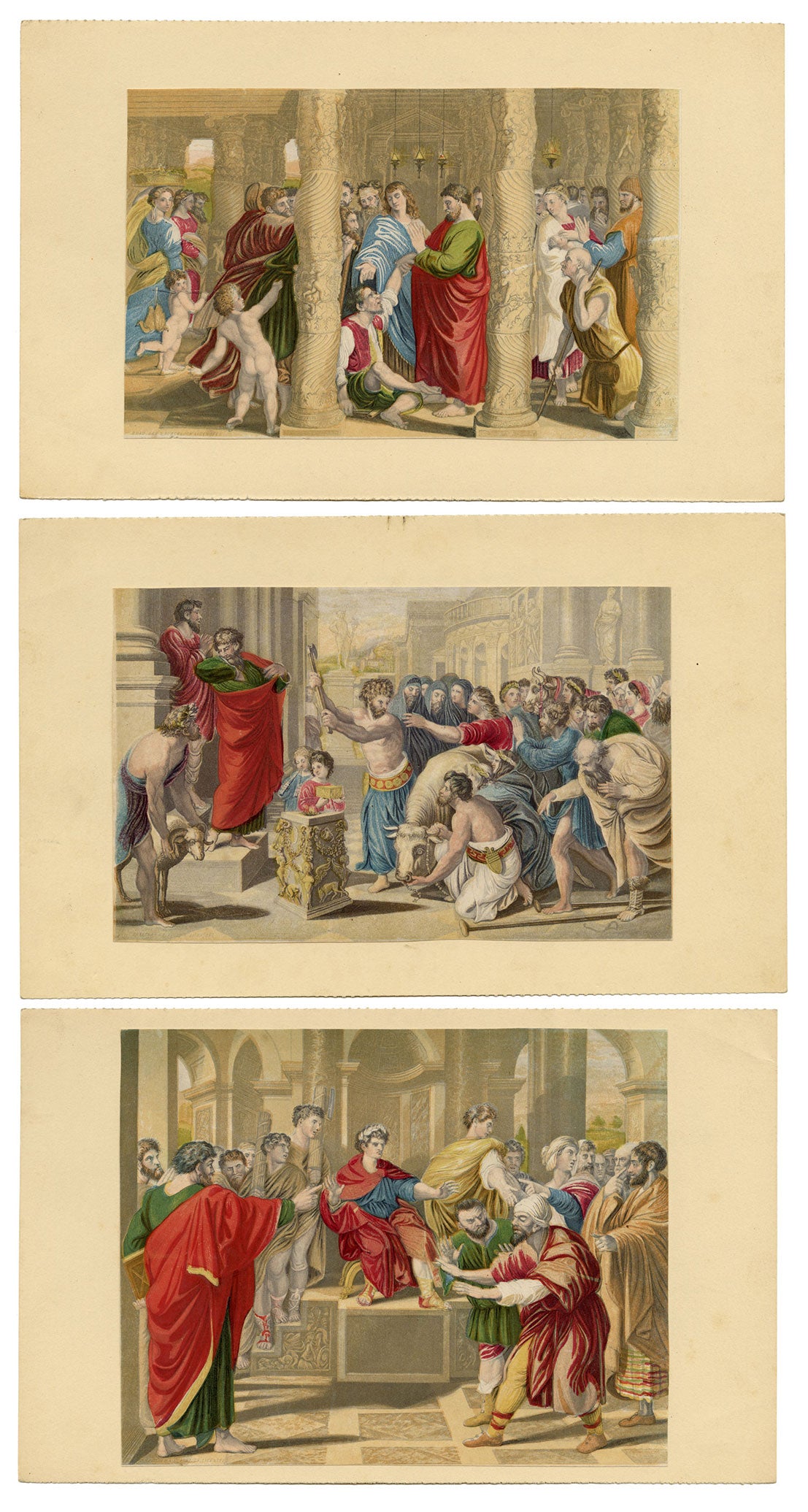 Bradshaw & Blacklock, Set of Three Baxter Prints of Raphael Cartoons c.1855