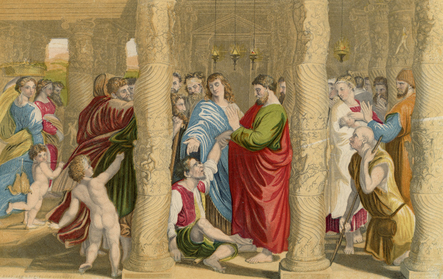 Bradshaw &amp; Blacklock, Conjunto de tres grabados Baxter de cartones de Rafael c.1855