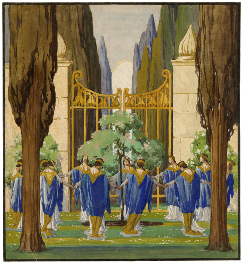 Cerchio di Frederick Cayley Robinson, scenografia simbolista – pittura a guazzo degli anni '10