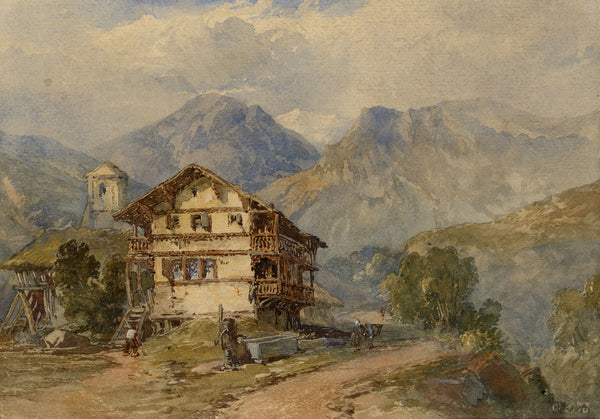 James Duffield Harding OWS, Chalet in the Swiss Alps – mid-C19th watercolour