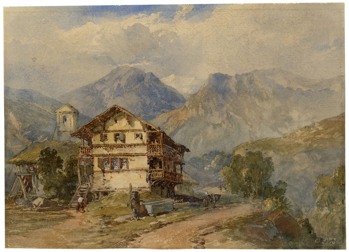 James Duffield Harding OWS, Chalet in the Swiss Alps – mid-C19th watercolour