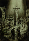 R.J. Blesard, The Three Crosses after Rembrandt – 1833 watercolour painting