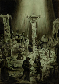 R.J. Blesard, The Three Crosses after Rembrandt – 1833 watercolour painting