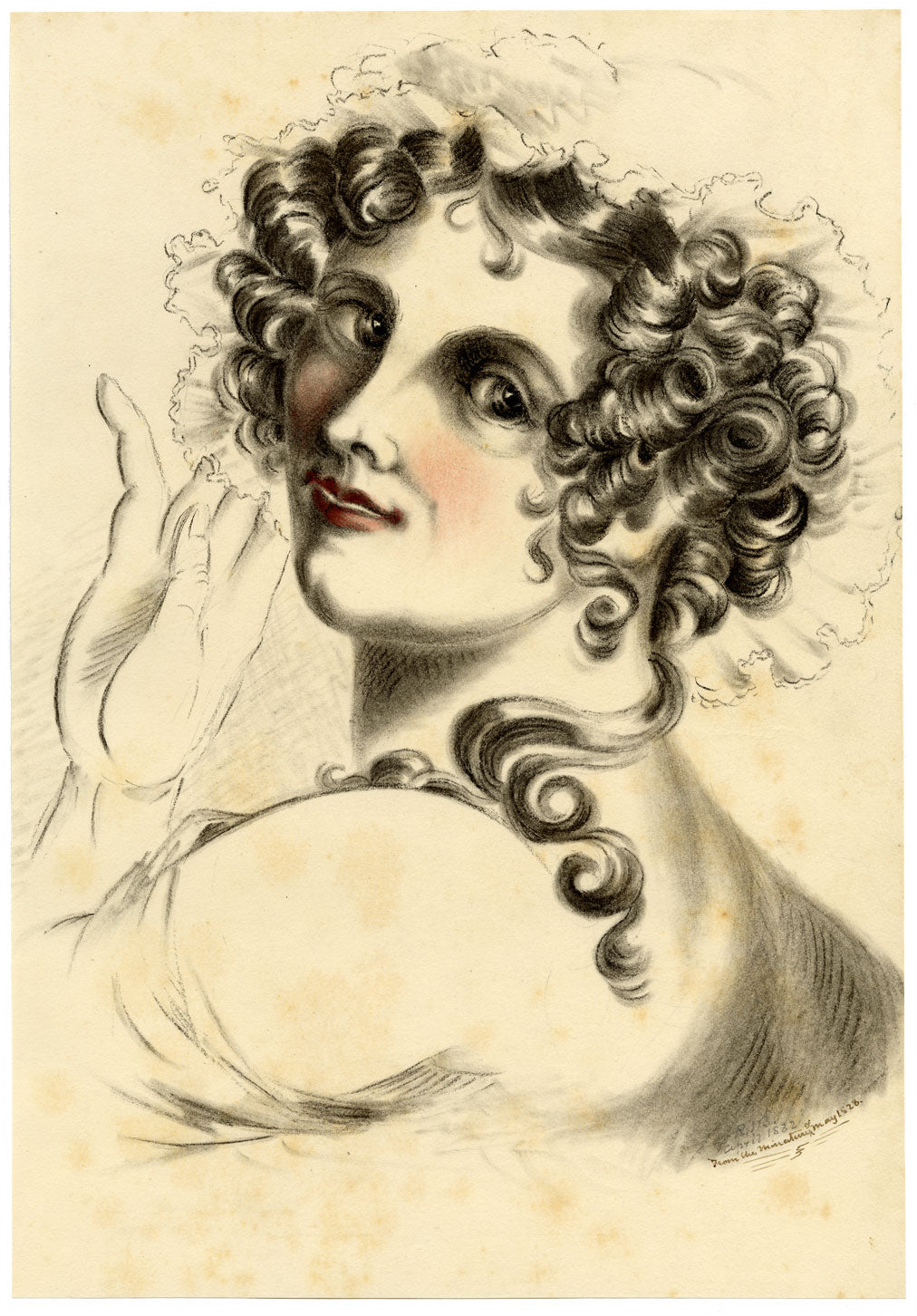 RJ Blesard, Ritratto di Maria Cosway – Disegno originale a gesso del 1832