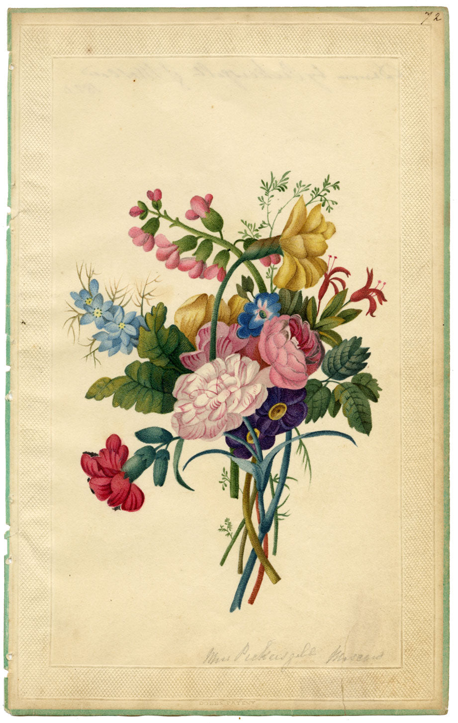 Elizabeth Pickersgill, Flower Posy with Daffodil – 1820 watercolour painting