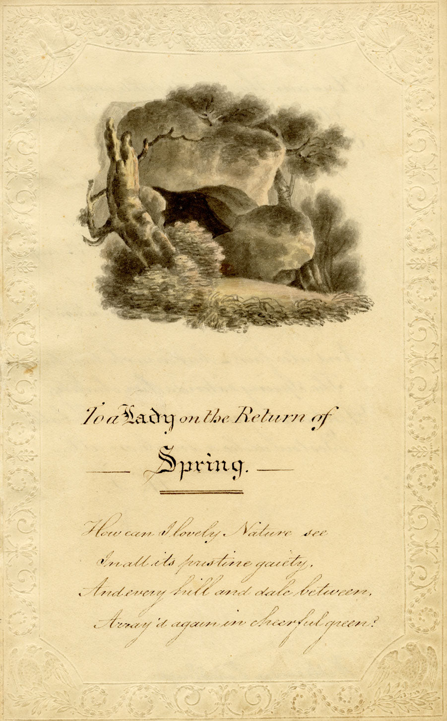 William Lamplough, To a Lady on the Return of Spring –c1820 watercolour painting