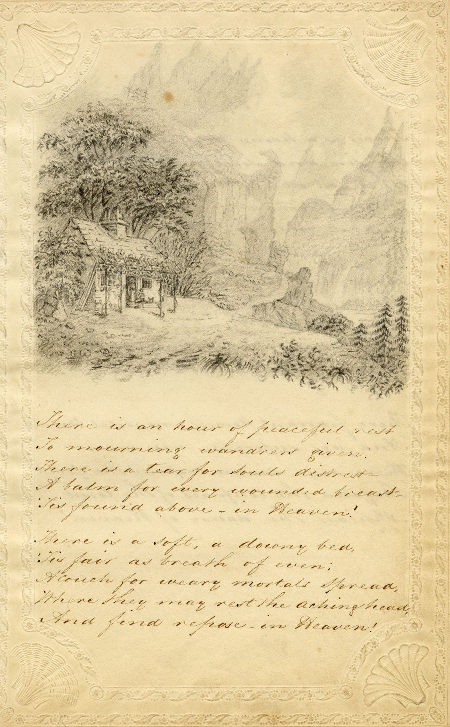 An Hour of Peaceful Rest – Original c.1820 graphite drawing