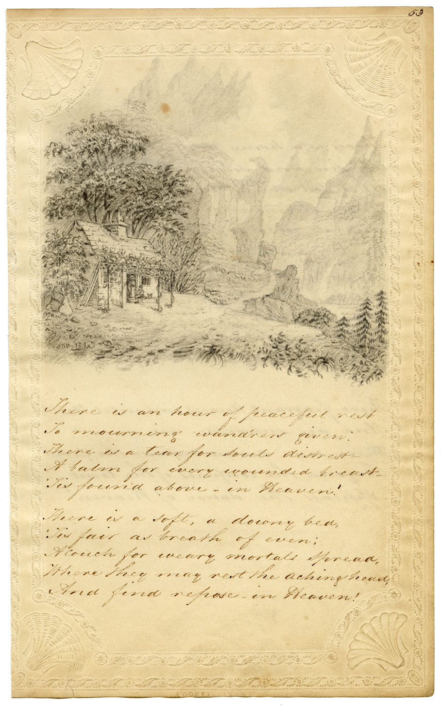 An Hour of Peaceful Rest – Original c.1820 graphite drawing