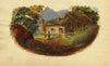 Figure by Thatched Cottage – Original c.1820 watercolour painting