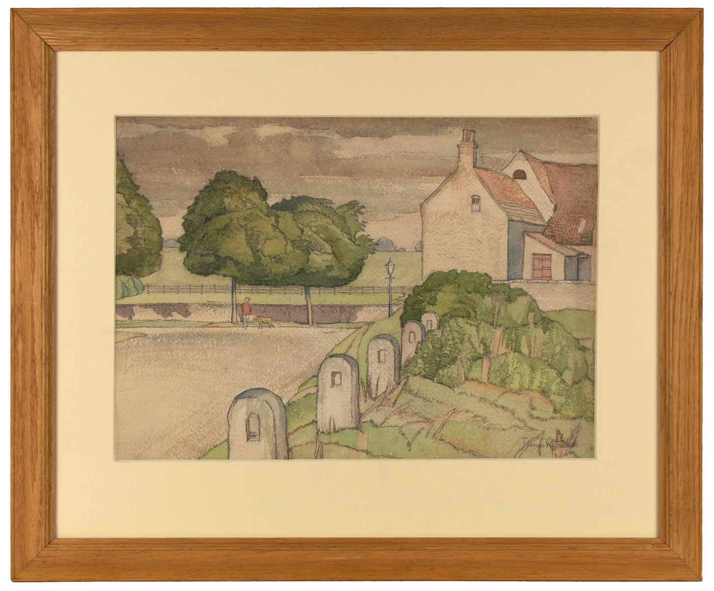 James Walker Tucker, Boundary Stones – Original c.1930s watercolour painting