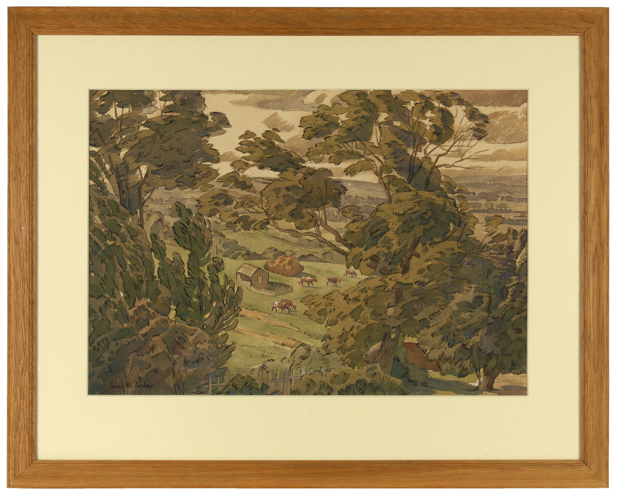 James Walker Tucker, Summer Breeze in the Cotswolds (Horsepools) –1930s painting