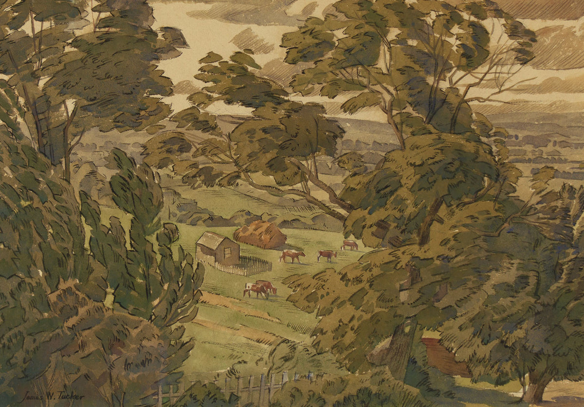 James Walker Tucker, Brezza estiva nei Cotswolds (Horsepools) – dipinto degli anni '30