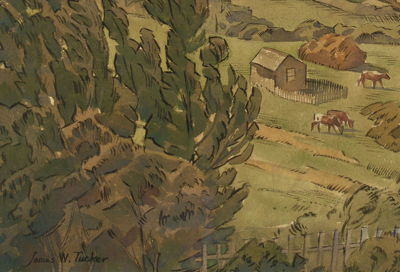 James Walker Tucker, Brezza estiva nei Cotswolds (Horsepools) – dipinto degli anni '30