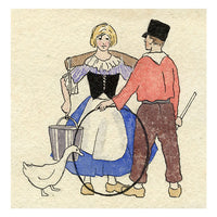 Dutch Milkmaid Illustration – Original 1920s watercolour painting
