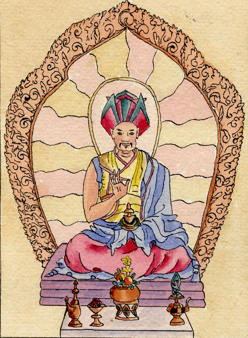 D. O'Malley, Buddha Pose Vitarka Mudrā – Original 1925 watercolour painting