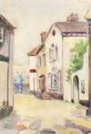 L.H., Fishing Village Street View – Original 1920s watercolour painting