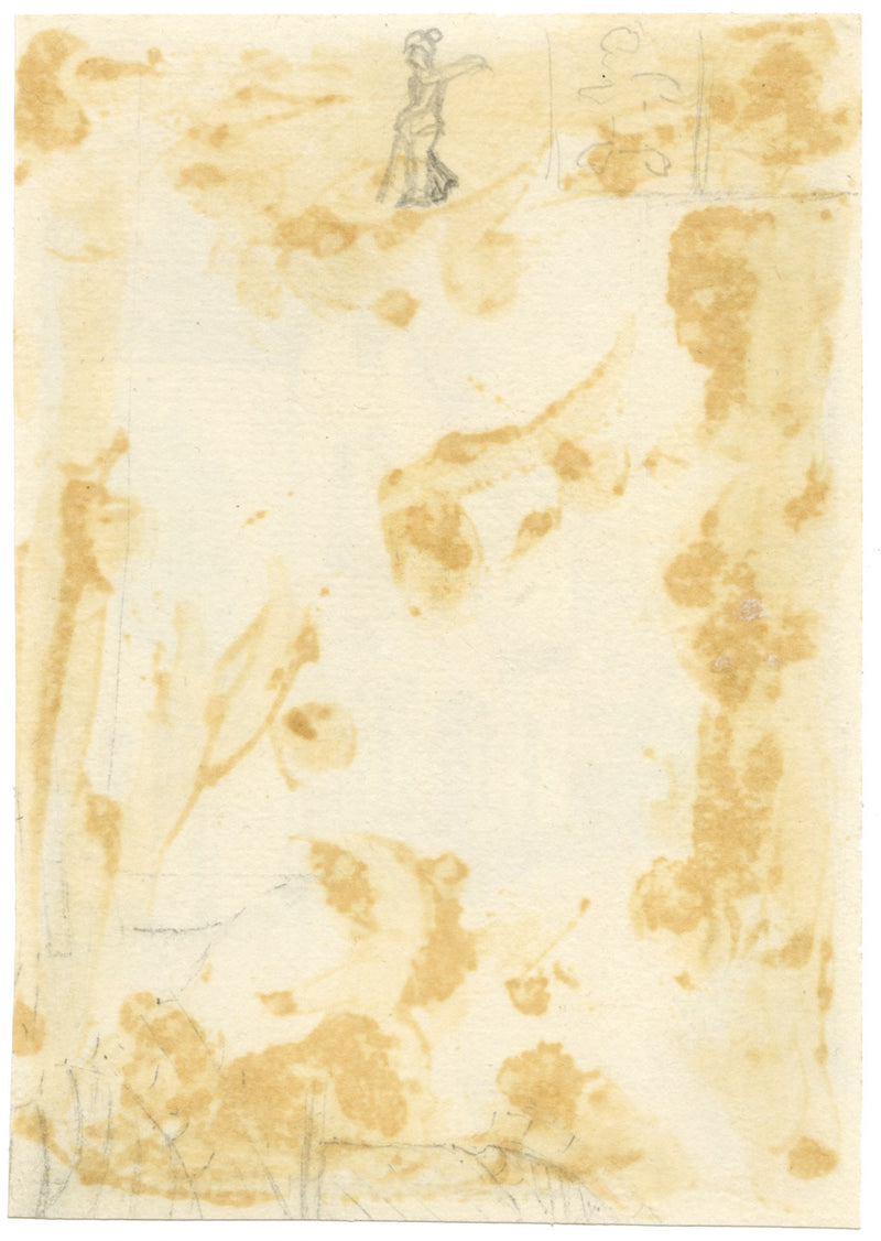 LH, Vista sulla strada del villaggio di pescatori – Dipinto ad acquerello originale degli anni '20