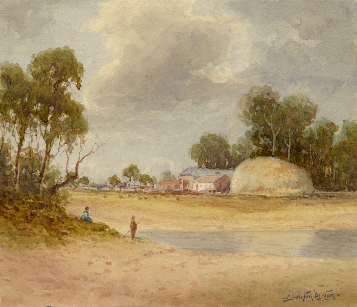 James Swinton Diston, Australian Landscape – early 20th-century watercolour