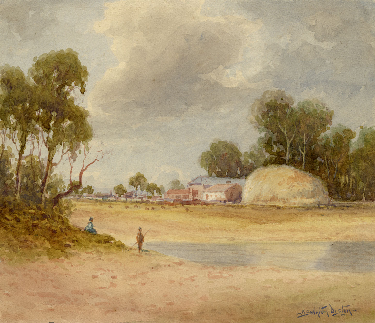 James Swinton Diston, Australian Landscape – early 20th-century watercolour
