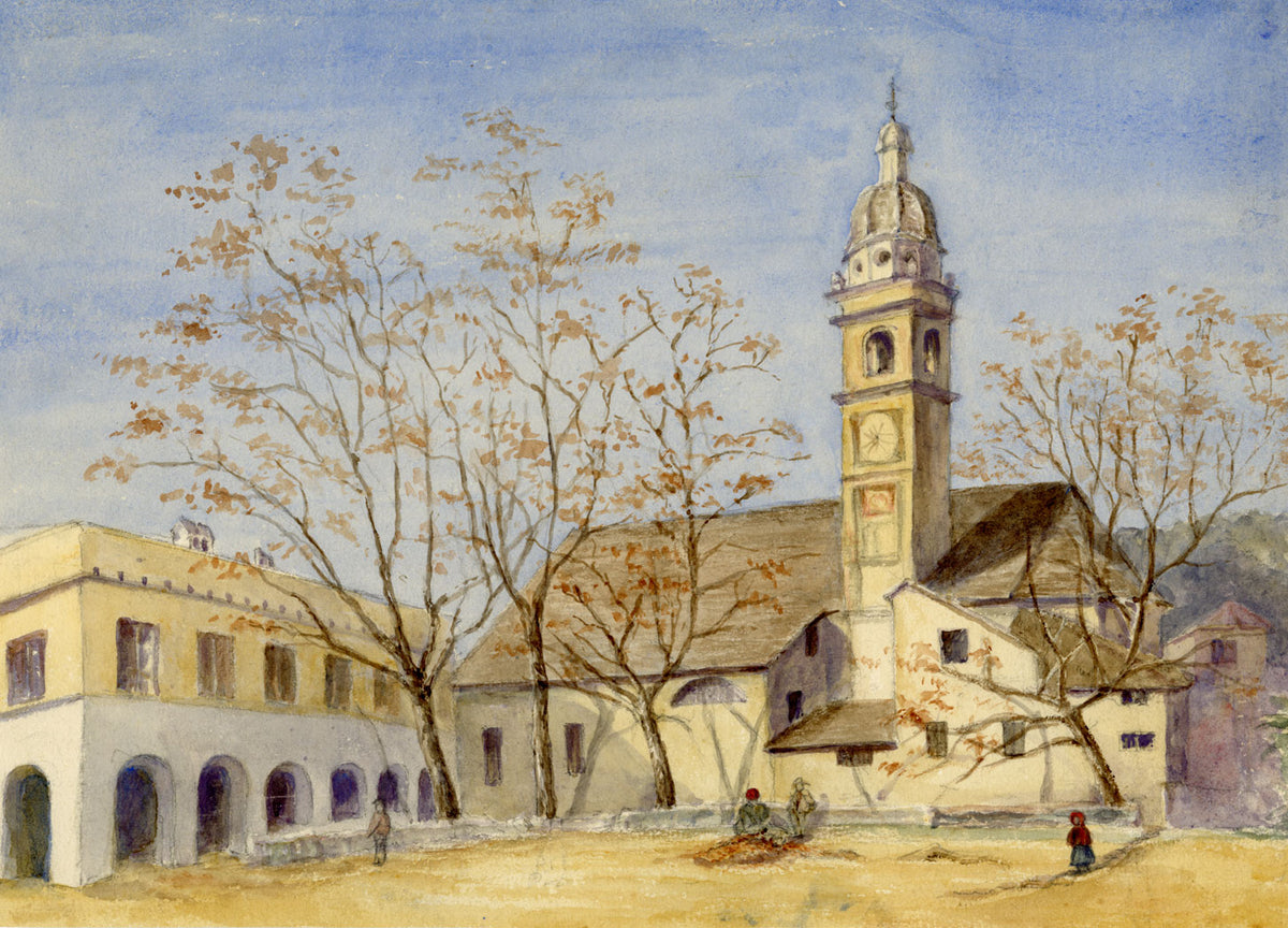 Anne G. Salter, Church & Monastery, Italy – Original c.1889 watercolour painting