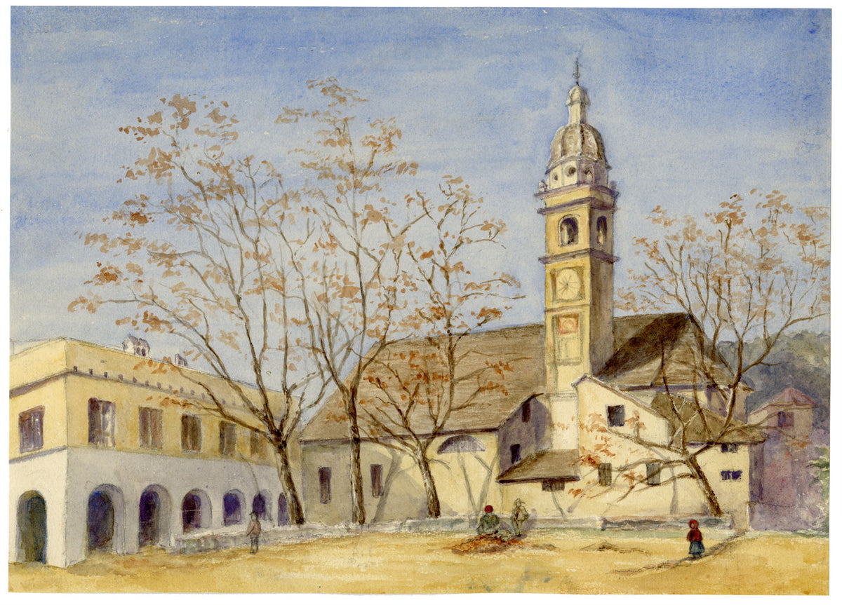 Anne G. Salter, Church & Monastery, Italy – Original c.1889 watercolour painting