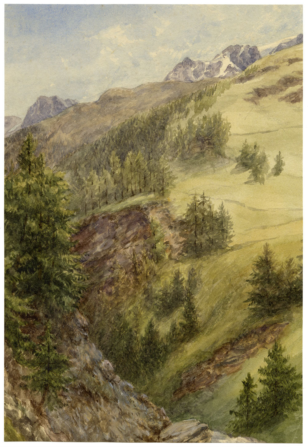 Anne G. Salter, Val Bregaglia Alps, Casaccia, Switzerland – c.1889 watercolour