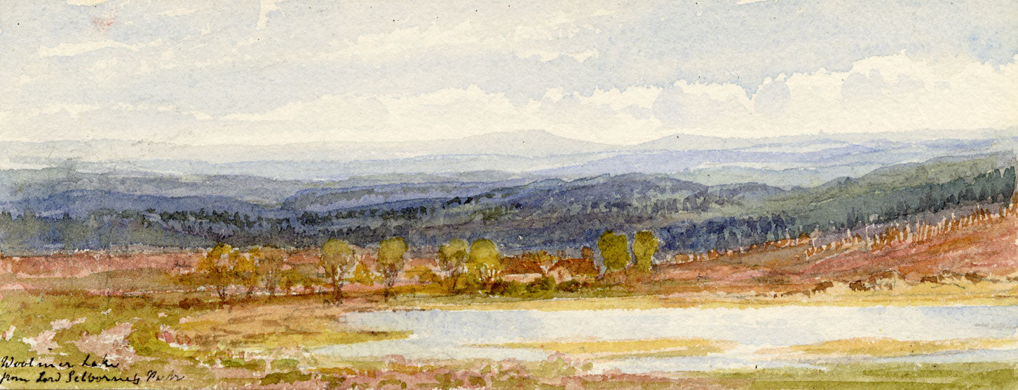 Emily Bruce, Woolmer Lake from Lord Selborne's Park, Hampshire –1889 watercolour