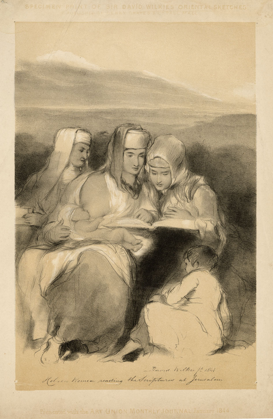 After Sir David Wilkie RA, Hebrew Women Reading the Scriptures – 1844 lithograph