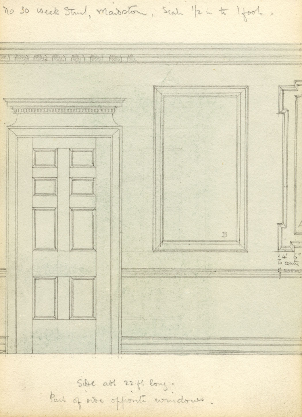 Philip J. Marvin, Architectural Panelling Elevation, Maidstone –1877 watercolour